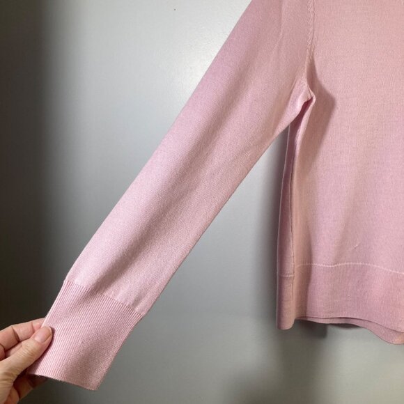 Womens Brooks Brothers Merino Wool Sweater V Neck 1/4 Button Pink L Flaw - Picture 5 of 10